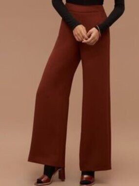 Aritzia Wide Leg High Waist Pant Trouser Red Brown Size 4